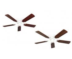 Pepeo GmbH ventilador de techo Kisa Deluxe blanco sin luz - hojas de palo de rosa/nogal oscuro