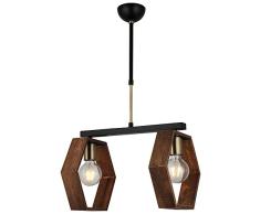 Homemania Lámpara de techo, metal, dorado, negro, madera