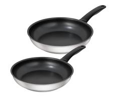 Kuhn Rikon, Set de Sartenes Classic de 24 y 28 cm, Resistente Acero Inoxidable de Alta Calidad 18/10, Revestimiento Antiadherente: 3 Capas con Partículas de Titanio, el Mango se Mantiene Siempre Frío