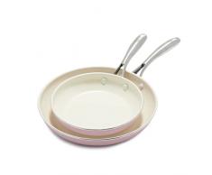 GreenLife Artizan Juego de Sartenes de CerÃ¡mica Antiadherente, Libre de PFAS, Apto para InducciÃ³n, Apto para Lavavajillas, Apto para Horno,Rosa