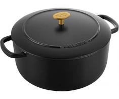 BALLARINI Bellamonte Cocotte, rustidera, olla de cocción hierro colado esmaltado, redonda, 26 cm, 5,5 l, negro