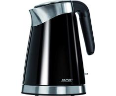 MPM MCZ-56/C Hervidor de Agua Eléctrico Inalámbrico de Acero Inoxidable, 1,7 Litros, 2200W, Libre de BPA, Negro