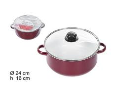 Cm 85452 Olla Roja Con Tapa Cristal 24Cm