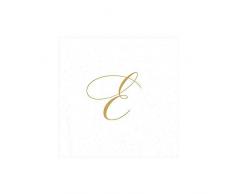 Caspari Signature Gold Initial - Servilletas de papel (30 unidades), color blanco, papel, White Pearl, 12.7 x 0.5 x 12.7 cm
