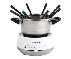 Set de fondue suiza EK4375PVDEEU7 de Progress ® Para queso, carne, chocolate, caldo y mucho más, con 8 tenedores y enchufe europeo, 1,4 l, 1200 W