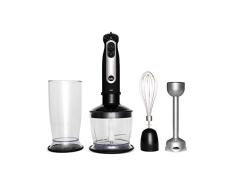Wilfa ESSENTIAL Batidora de mano - Motor de 700 vatios, velocidad regulable, incluye recipiente y minipicadora, negra