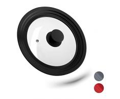 Relaxdays Tapa Sartén Universal, Tapadera Olla, Salida de Vapor, Cristal y Silicona, Práctica, 1 Ud, Ø 20-24 cm, Negro, 10027987_46