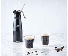 mastrad F49665 Estuche café Cold Brew – 1 sifón de Aluminio 0,5 L + 10 Cartuchos de Gas + 3 Accesorios + 1 Cepillo de Limpieza + Libro de Recetas – Realiza Bebidas infusionadas en frío – Negro