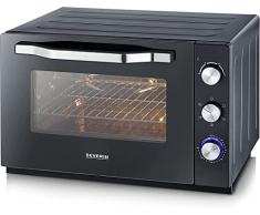 SEVERIN Horno tostador XXL con función de convección, mini horno tostador con grill y bandeja, horno pequeño con piedra para pizza y asador giratorio, 2200 W, 60 L, negro, TO 2066