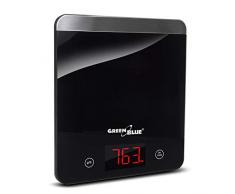 Báscula digital de cocina, color negro GB171 con función tara LED LCD slim delgada, 1g-5kg, vidrio templado
