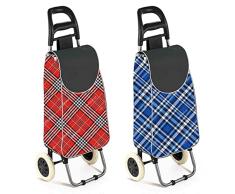 Carro de Compra DKD Home Decor Rojo Azul Metal Poliéster (34 x 20 x 54 cm) (2 pcs)
