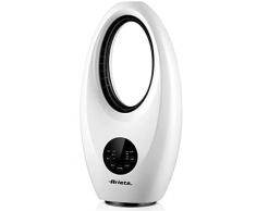 Ariete 803 Ventilador Digital, Sin aspas, 60W, De Mesa, Silencioso, Función de oscilación, Temporizador de hasta 7,5 h, 3 velocidades, Luz LED, Blanco