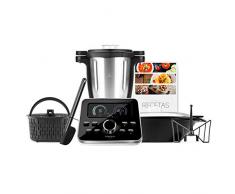 Taurus Foodie-Robot de Cocina multifunción Recetas Incluido, 31 Funciones, Báscula integrada, Libre de BPA, 1500 W, 3.5 litros, 44 Decibeles, Acero Inoxidable, Negro INOX