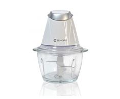 Behome CH300 - Picadora de cocina eléctrica, picadora de carne y verduras, 1 L, doble cuchilla, 300 W, color blanco