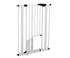 Ferplast Puerta, portón para mascotas, barrera de separación para perros y gatos, rejilla interior, metal robusto, barniz blanco y plástico, cierre de seguridad, abierto por ambos lados, 73 x 105 cm