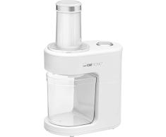 Clatronic ME 3673 Cortador de Verduras Decorativas en Espiral eléctrico, Zanahorias, pepinos, calabacín, 3 Accesorios de Corte, 80 W, Acero Inoxidable, Blanco