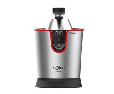 Solac Solution EX6190 - Exprimidor de palanca 600W, motor AC, 2 conos para todos los cítricos, cuerpo y filtro de acero inoxidable, depósito de 0,65L, desmontable, componentes aptos lavavajillas