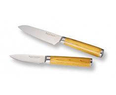 ECHTWERK Juego de 2 cuchillos de damasco de 13 cm, cuchillo santoku de 8 cm, mango de madera de Pakka, incluye caja de almacenamiento.