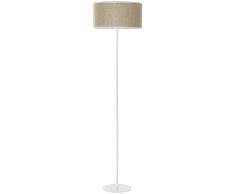 Lámpara de Pie DKD Home Decor Beige Metal Poliéster Blanco Ratán (40 x 40 x 158 cm)
