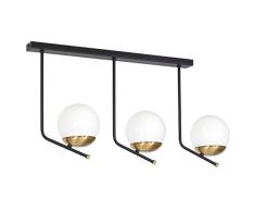 Homemania Lámpara de techo, metal, cristal, negro, dorado
