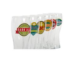 Vaso para Cerveza DKD Home Decor Transparente Cristal (500 ml) (6 pcs) (7 x 7 x 18 cm)