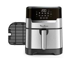 Moulinex Easy Fry & Grill 4.2L EZ505D Freidora de Aire Sin Aceite 2 en 1 para Freír o a la Parrilla, Pantalla Digital Táctil, 8 Programas para Comidas Sanas, App 125 recetas, Acero, Hasta 6 personas