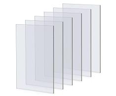Paquete de 6 hojas acrílicas rectangulares de 5 x 7 pulgadas, hojas acrílicas transparentes, hoja de plástico acrílico transparente de plexiglás de material transparente para marco de fotos de vidrio