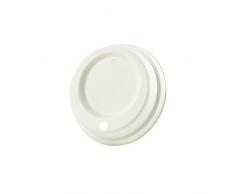 GREENBOX Tapa de cartón con apertura para beber, tapa Coffee-to-go, diámetro de 90 mm, color blanco, para vasos de papel de café, biodegradables y compostables, 50 unidades