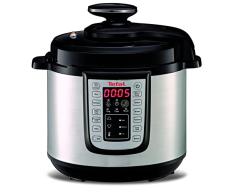 Tefal Fast&Delicious CY505E10 - Olla de acero inoxidable con 25 programas de cocción a presión rápida, tecnología de presión segura, 6 L, 6 personas, pantalla de control en inglés, color negro