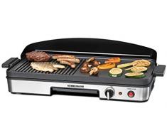 Rommelsbacher BBQ 2003 - Barbacoa de mesa (zona turbo, revestimiento antiadherente de 3 capas, superficie de la parrilla 50 x 25 cm, 1900 W)
