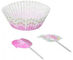 amscan Cases & Picks Pcs Magical Unicorn - Juego de moldes para cupcakes (48 unidades)