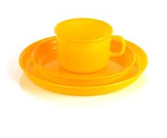 Kimmel 21-000-2006-5 Vajilla Infantil compuesta por Taza, platillo y Plato, Plástico, Naranja