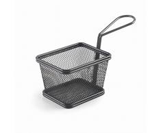 Lacor - 61152 - Cesta para Servir Aperitivos Black, Cesta Cuadrada, Cesta para Patatas Fritas, Cestillo Acero Inoxidable, No válido para freir, 12x10x9 cm, Acabado Negro Mate