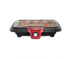 Ufesa BB7640 - Barbacoa eléctrica con SistemaBaja Generación de Humo, Resistencia Térmica, Apagado Automático, Superficie 38x24cm, 2300W, (Apta Lavavajillas)