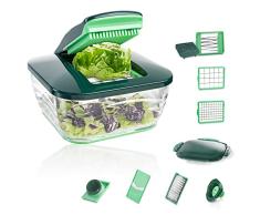 Genius Nicer Dicer Chef (15 piezas) | Cortador de frutas, cortador de verduras, cortador de cebolla, picadora, mandolina, verde