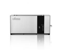 Ufesa Plus Delux Tostador de 1 Ranura Larga y Ancha, 1050W, 7 Niveles, Función Recalentar, Descongerlar y Cancelar, Bandeja Recogemigas, Inox