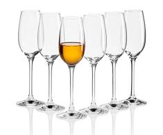 MÄSER Il Premio Juego de 6 Digestif Alta Calidad, 13 cl, Elegantes Vasos de Cristal con Mango para Grappa, Tequila, chupito, Licor, Sherry, etc. en Forma de Copa Nosing