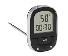 TFA Dostmann Termómetro Digital de Cocina (30.1062.01, Incluye Temporizador y cronómetro, iluminación de Fondo), Color Negro, plástico