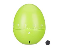 Relaxdays Temporizador de cocina, Intervalo de 1h, Mecánico, Giratorio, Cronómetro con alarma, Verde