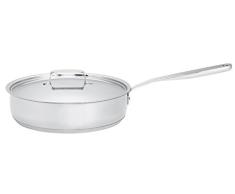 FISKARS All Steel Cazuela para Saltear con Tapadera, Acero Inoxidable, Gris, 50x28.3x8.7 cm