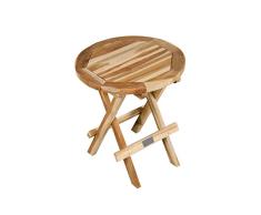 Ambientehome Mesa auxiliar de balcón o jardín de madera de teca de aproximadamente 50 cm Ø