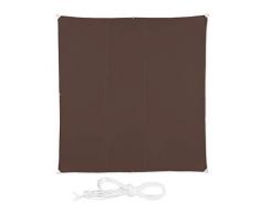 Relaxdays, Marrón, Toldo Vela Cuadrado, Impermeable, Protección Rayos UV, con Cuerdas para tensar, 4 x 4 m