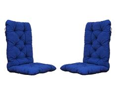 Ambientehome Juego de 2 cojines de asiento con respaldo alto, 120x50x8 cm, azul