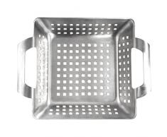 Ultranatura 200100001071 - Cesta para Barbacoa de Acero Inoxidable/Bandeja para Verduras con Mangos – 15 x 15 x 5.5 cm
