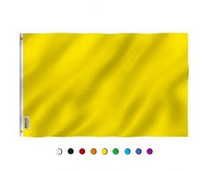 Anley Fly Breeze Bandera Amarilla sólida de 3x5 pies - Color Vivo y Resistente a la decoloración UV - Encabezado de Lienzo y Doble Costura - Banderas Amarillas Lisas Poliéster con Arandelas
