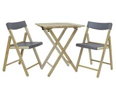 Tramontina Potenza - Juego de Muebles de jardín (3 Piezas, Mesa con 2 sillas, Plegables), Color Gris Antracita