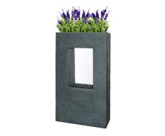 Dehner Grua - Fuente de jardín con iluminación LED, Aspecto de Piedra, Aprox. 93 x 56 x 20 cm, poliresina, Color Gris Oscuro