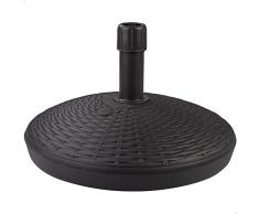 AKTIVE 61128 - Base sombrilla terraza exterior circular negra, resistente al agua y a los rayos del sol, base parasol con depósito de agua o arena, duradera y estable