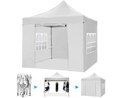 YUEBO Carpa Plegable 3 x 3 Impermeable con 4 Paredes Barnum Profesional protección UV Carpa Plegable Carpa de recepción cenador de jardín, terraza, Exterior