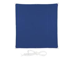 Relaxdays Toldo Vela Cuadrado, 2 x 2m, Repelente al Agua, Anti-UV, Cuerdas, Sombra, Jardín, Terraza, Balcón, Azul Oscuro
